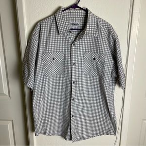 Ablanche Gray/White Plaid Short Sleeve Button Up T-Shirt Men’s Size 2XL